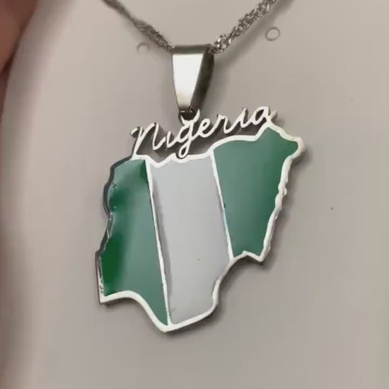 Nigeria Map and Flag Necklace