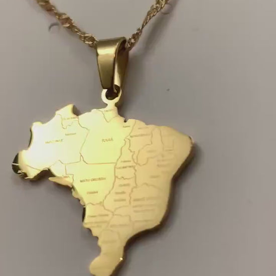 Brazil Map Necklace