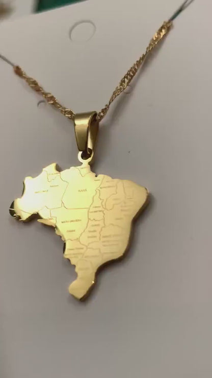 Brazil Map Necklace