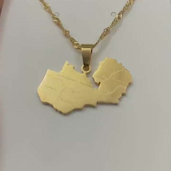 Zambia Map Necklace