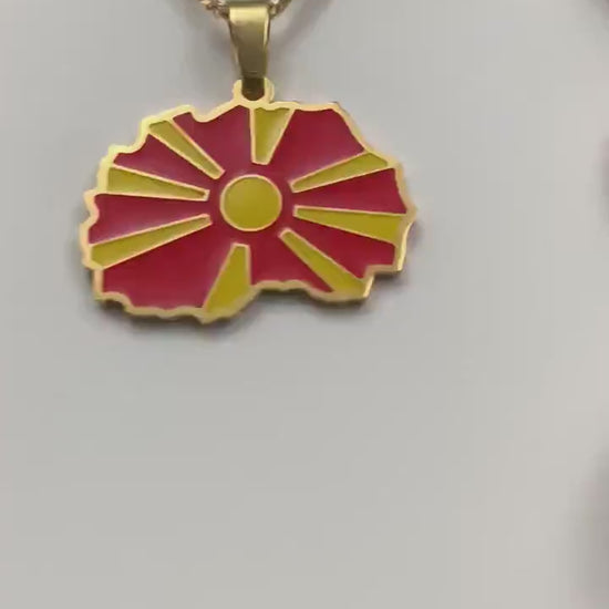 Macedonia Map and Flag Necklace