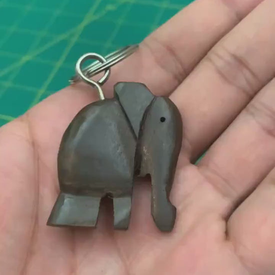 Elephant Keychain | Unique Wooden Handmade Carved Natural Wood Pieces Made by Artisans and Imported from Mali, West Africa