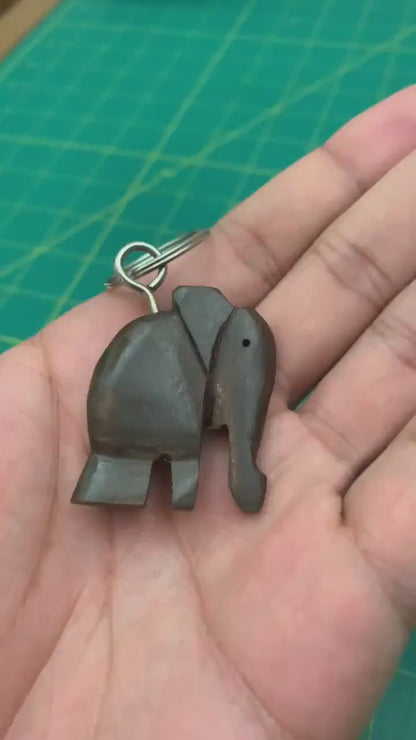 Elephant Keychain | Unique Wooden Handmade Carved Natural Wood Pieces Made by Artisans and Imported from Mali, West Africa