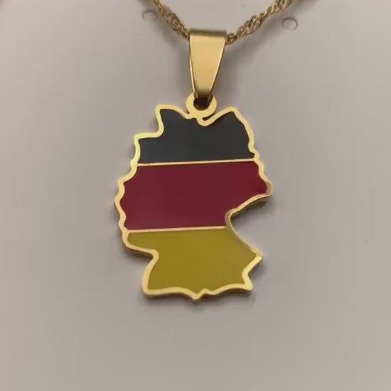 Germany Map and Flag Necklace