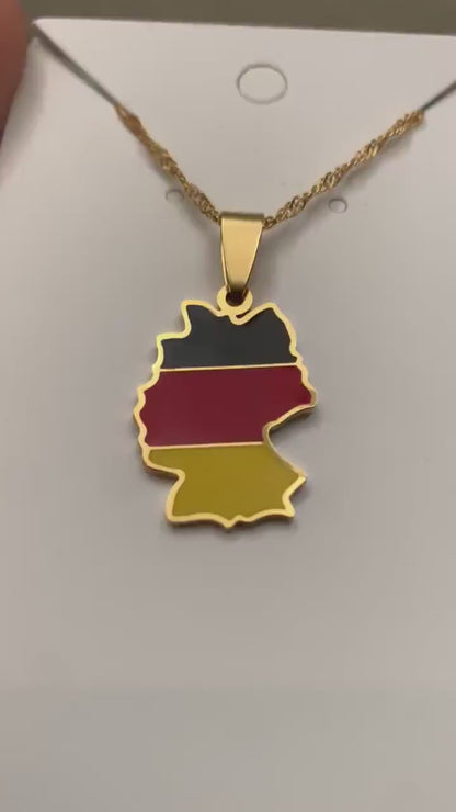 Germany Map and Flag Necklace