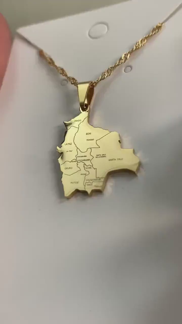 Bolivia Map Necklace