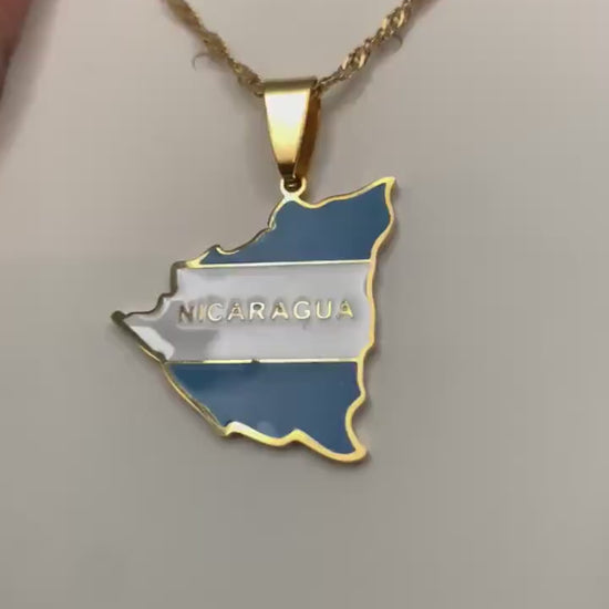 Nicaragua Map and Flag Necklace