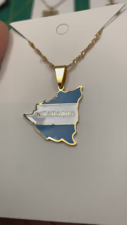 Nicaragua Map and Flag Necklace