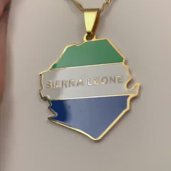 Sierra Leone Map and Flag Necklace