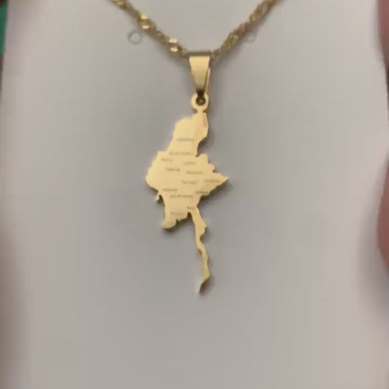 Myanmar Map Necklace