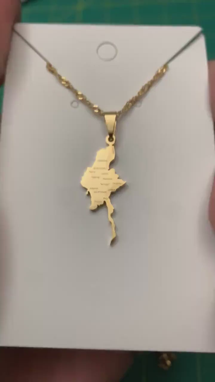 Myanmar Map Necklace