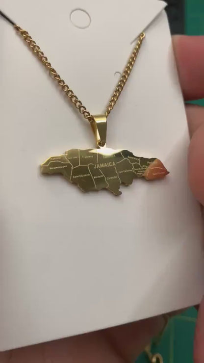 Jamaica Map Necklace