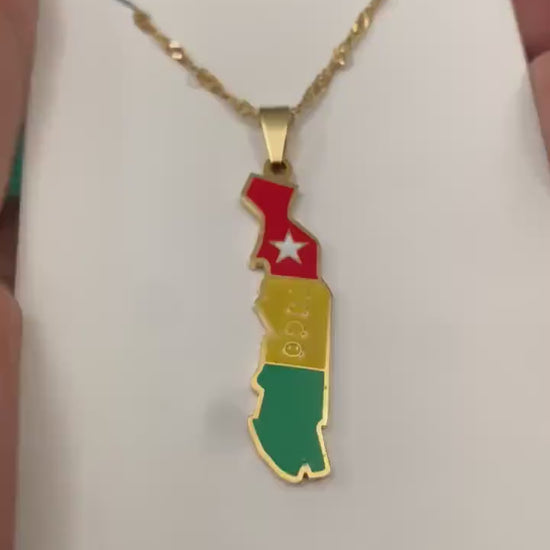 Togo Map and Flag Necklace