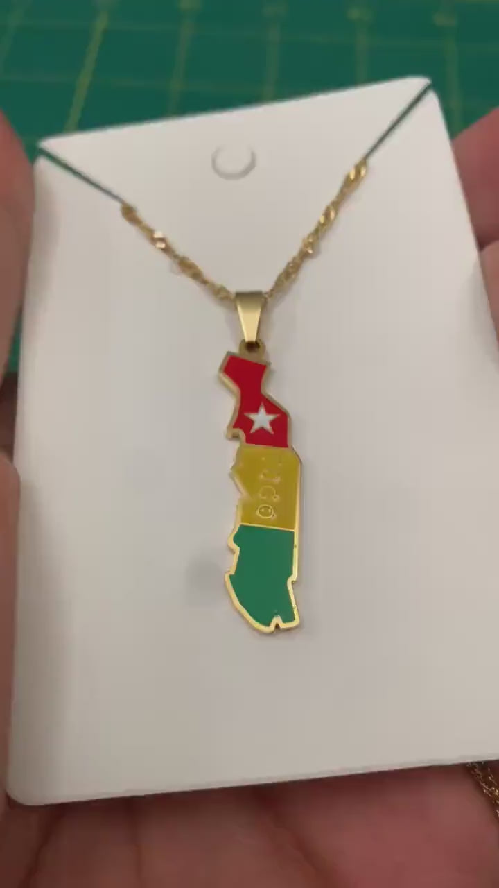 Togo Map and Flag Necklace