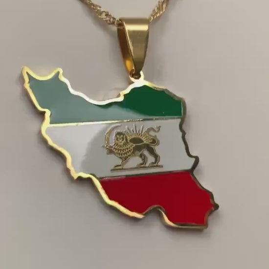 Iran Map and Flag Necklace