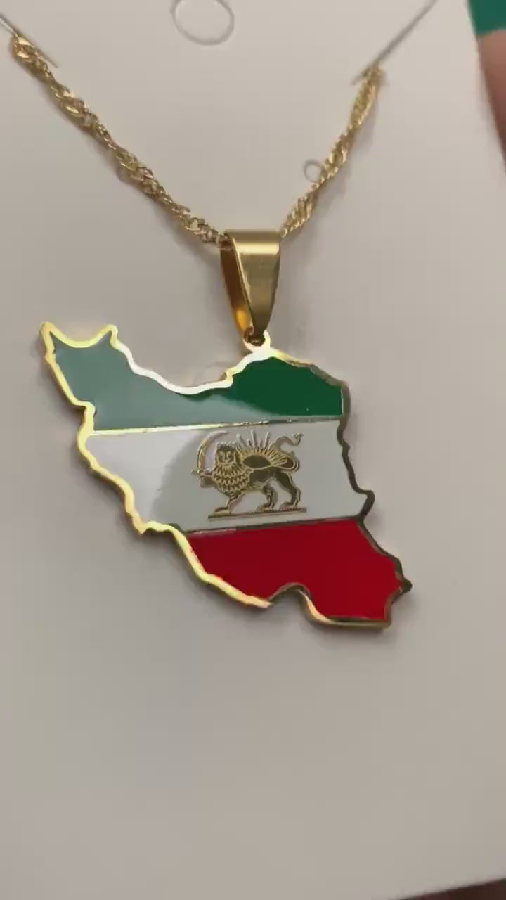 Iran Map and Flag Necklace