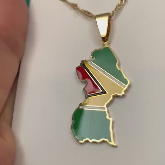 Guyana Map and Flag Necklace