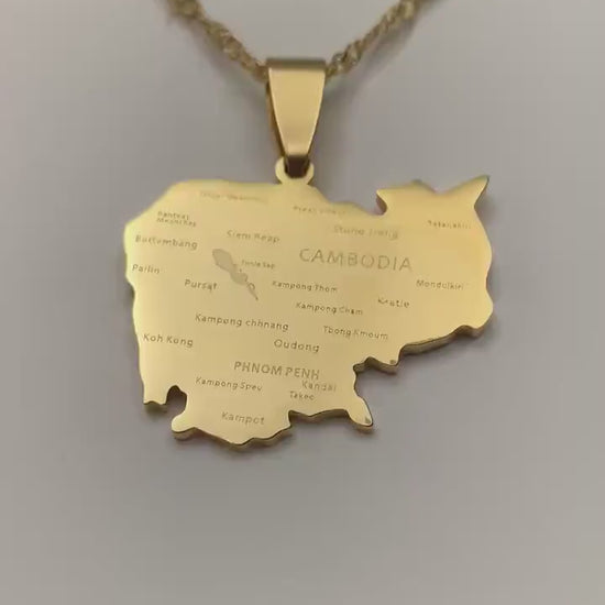 Cambodia Map Necklace