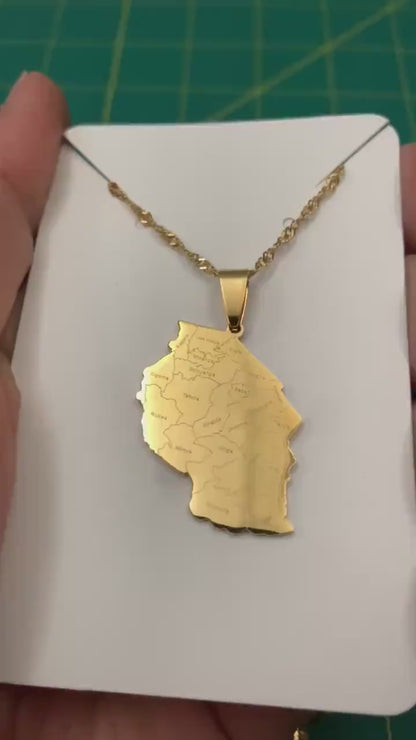 Tanzania Map Necklace