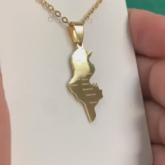 Tunisia Map Necklace