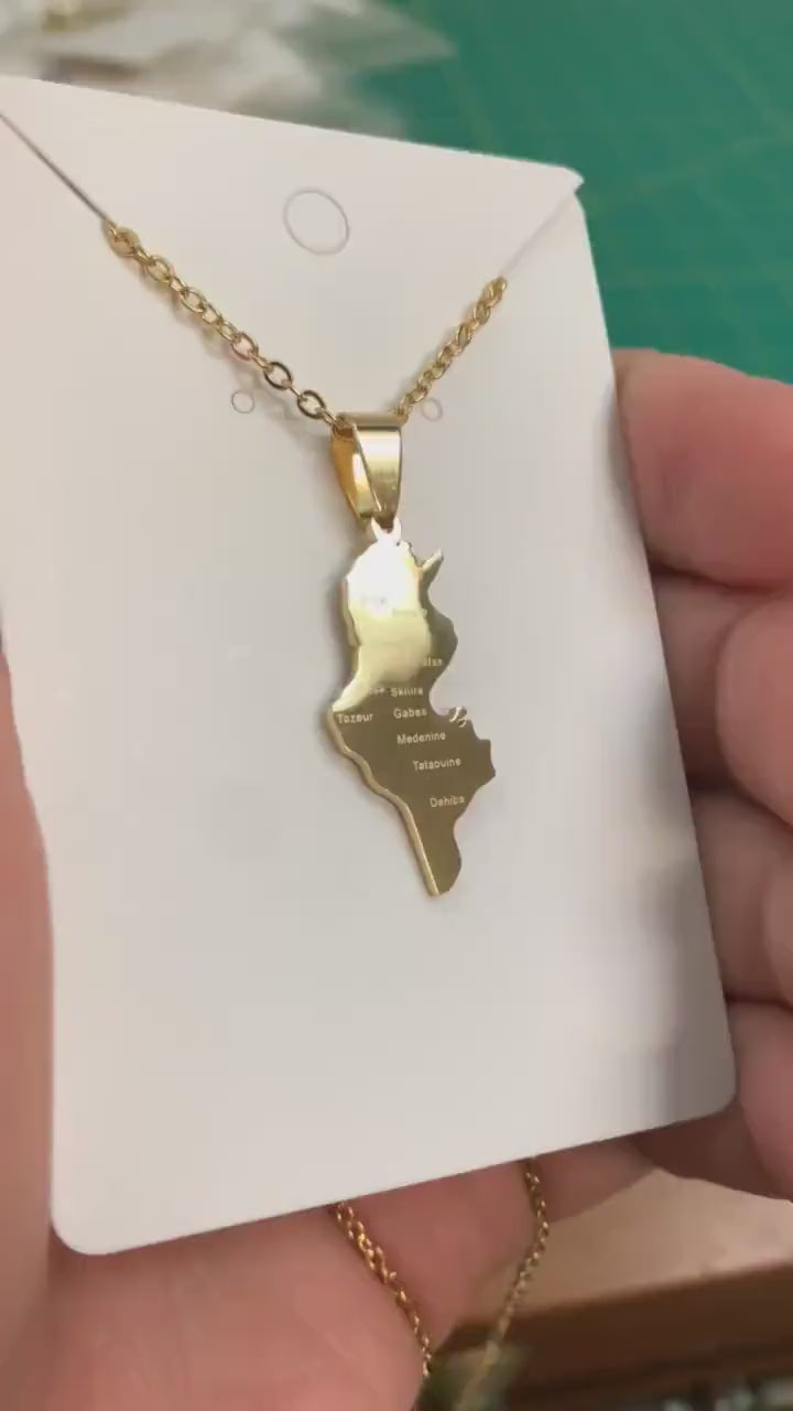 Tunisia Map Necklace