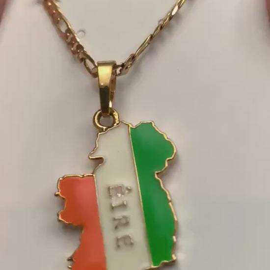 Ireland Map and Flag Necklace