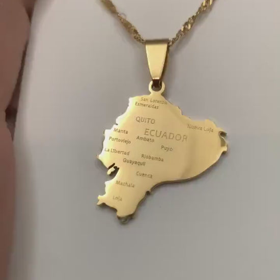 Ecuador Map Necklace