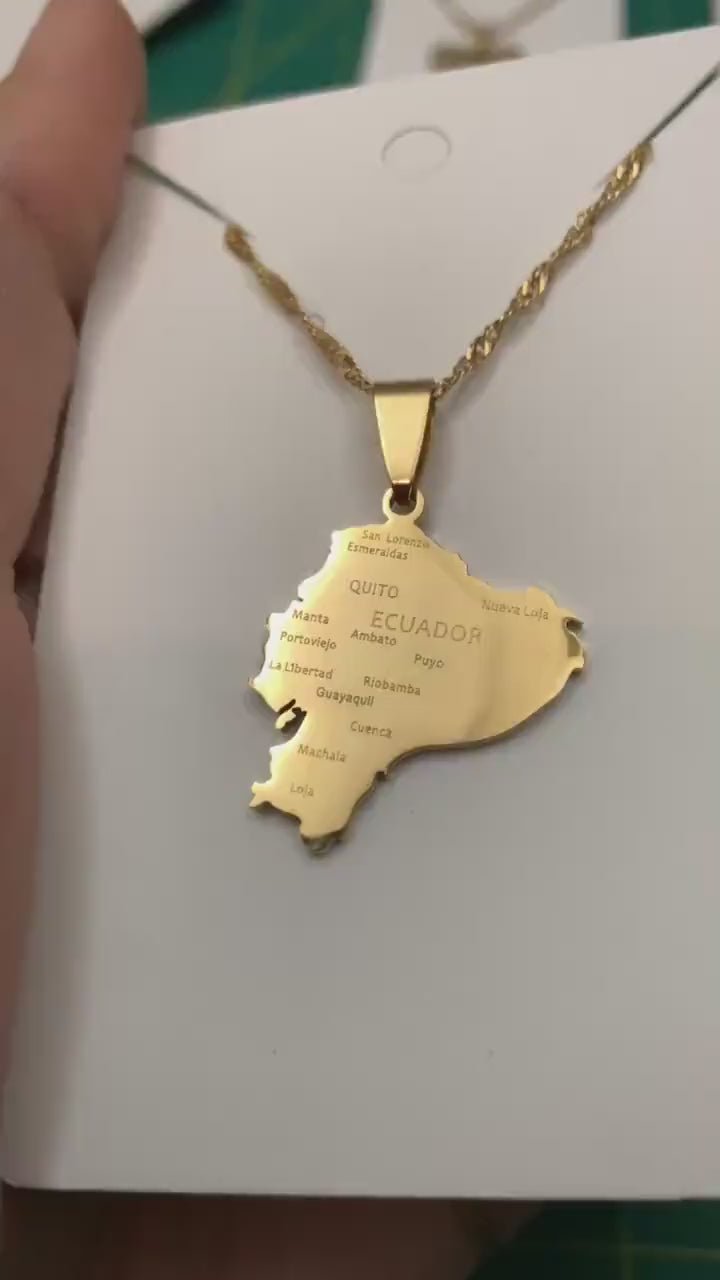 Ecuador Map Necklace