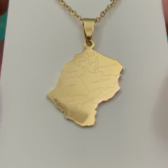 Lesotho Map Necklace