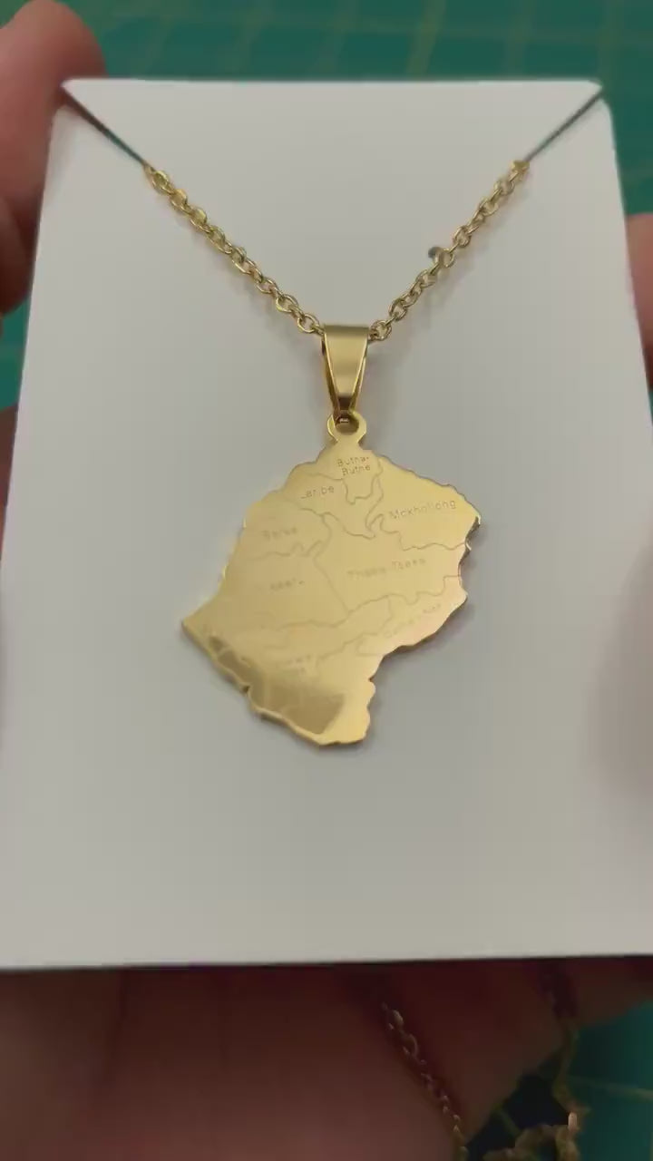 Lesotho Map Necklace