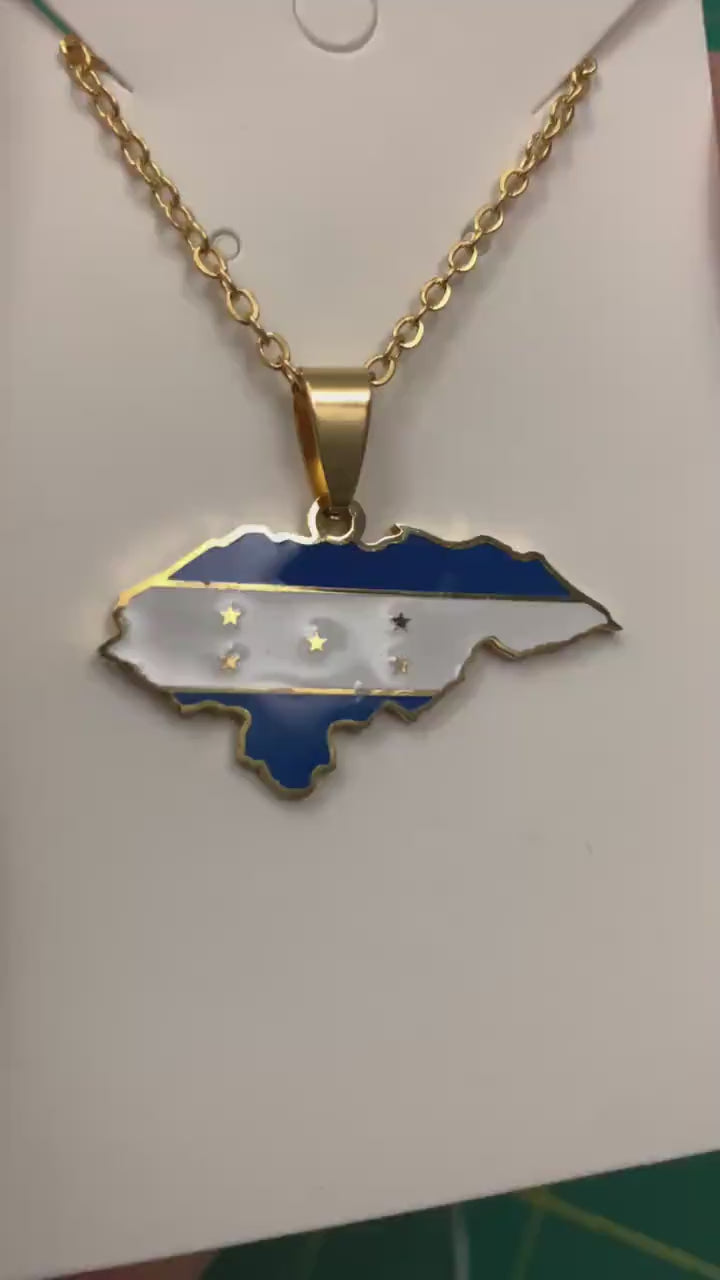 Honduras Map and Flag Necklace