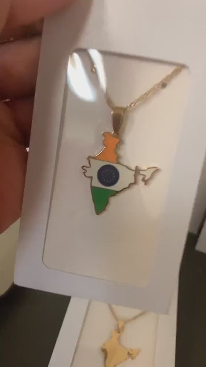 India Map and Flag Necklace