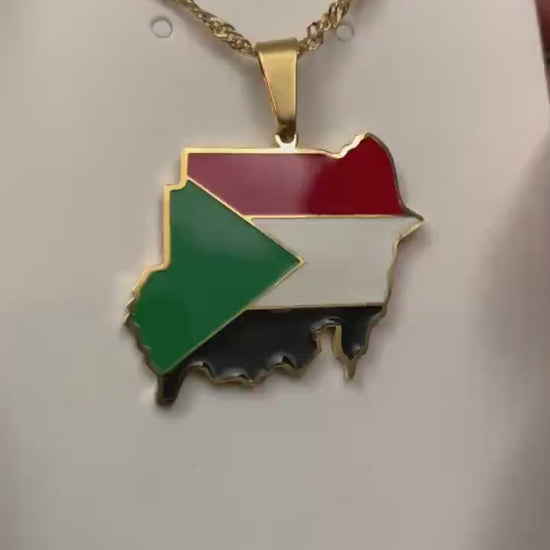 Republic of Sudan Map and Flag Necklace