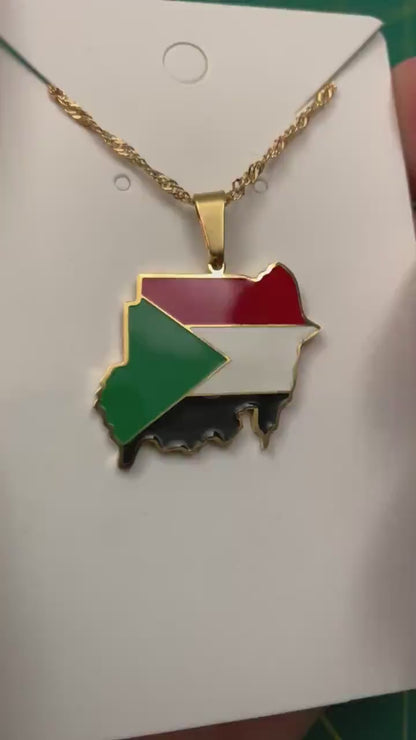 Republic of Sudan Map and Flag Necklace