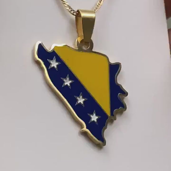 Bosnia Map and Flag Necklace