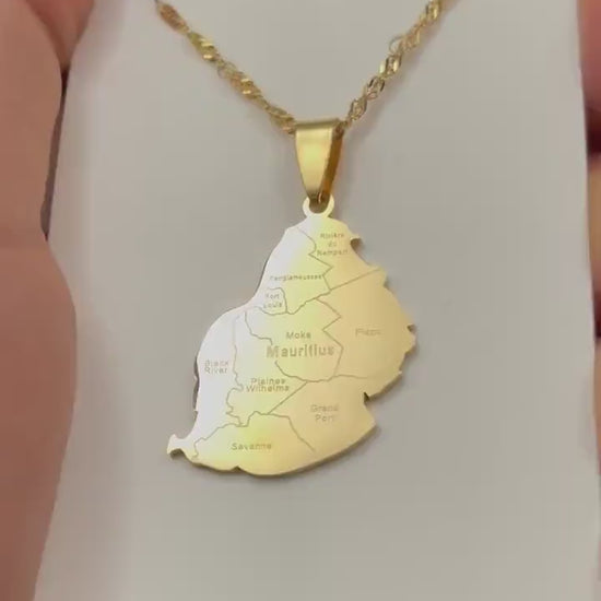 Mauritius Map Necklace