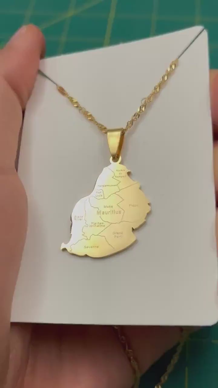 Mauritius Map Necklace