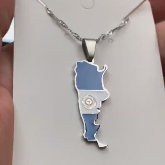 Argentina Map and Flag Necklace