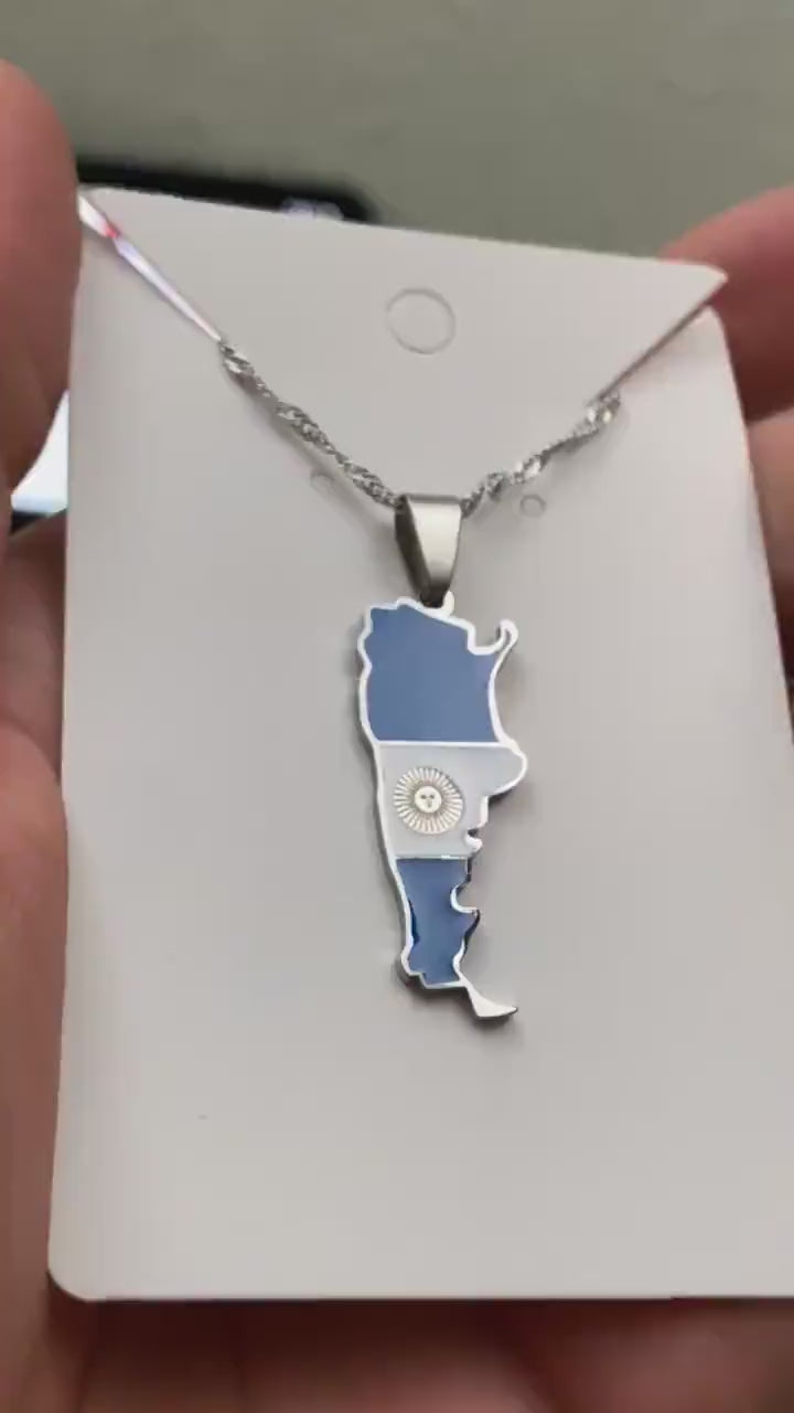 Argentina Map and Flag Necklace