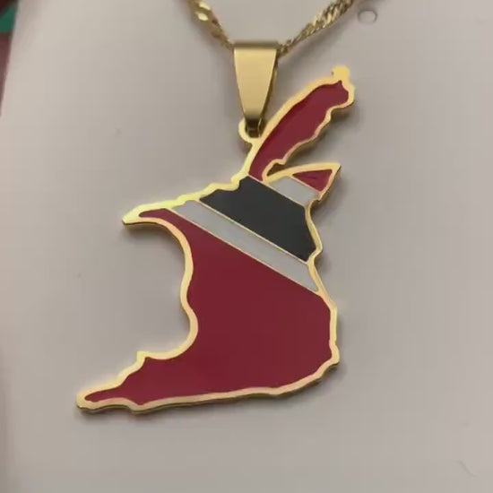 Trinidad Map and Flag Necklace