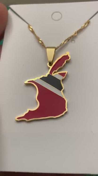 Trinidad Map and Flag Necklace