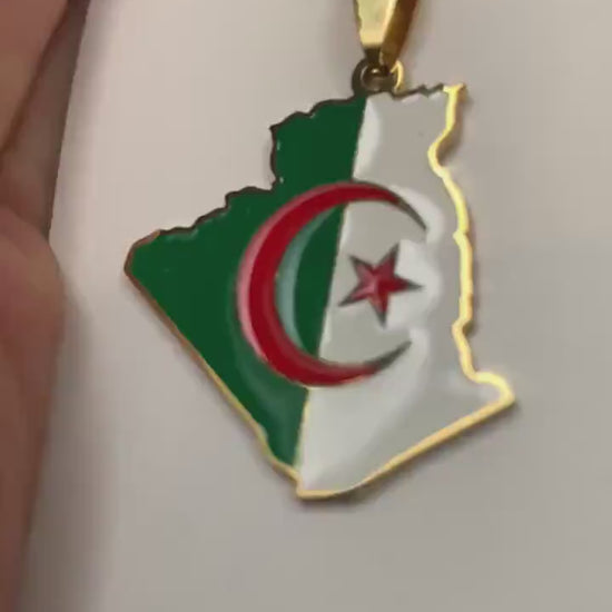 Algeria Map and Flag Necklace