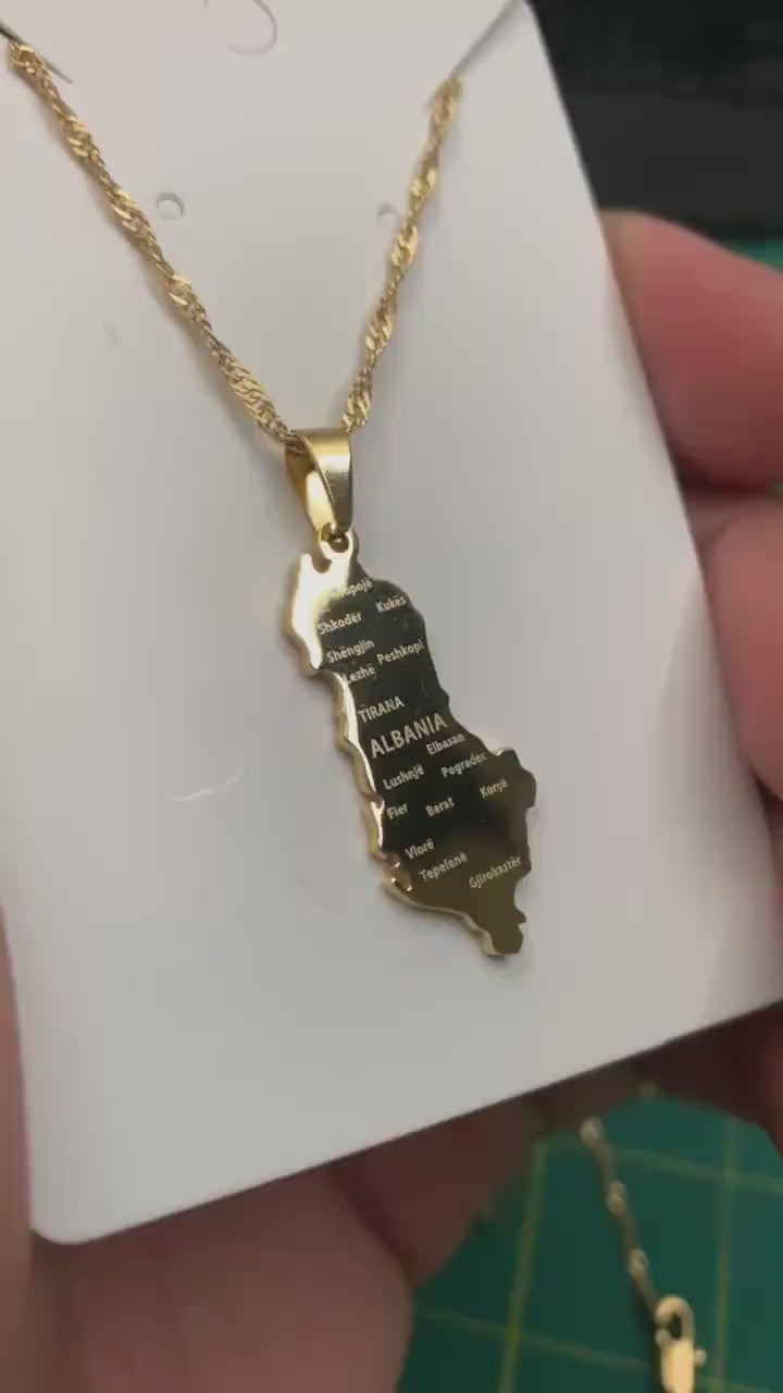 Albania Map Necklace