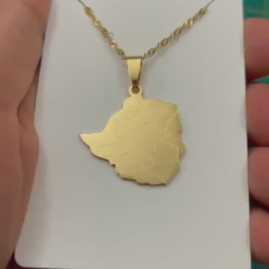 Zimbabwe Map Necklace