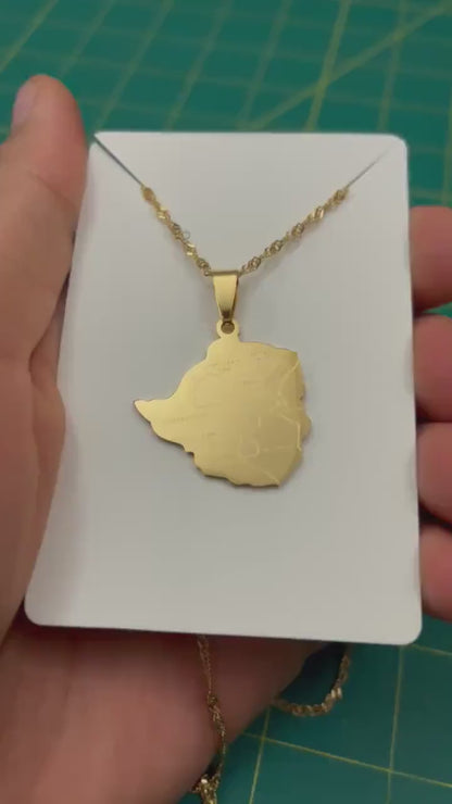 Zimbabwe Map Necklace