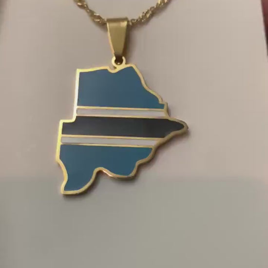 Botswana Map and Flag Necklace