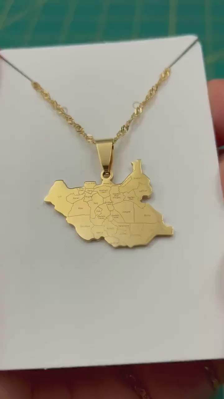 South Sudan Map Necklace