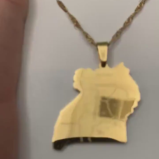 Uganda Map Necklace