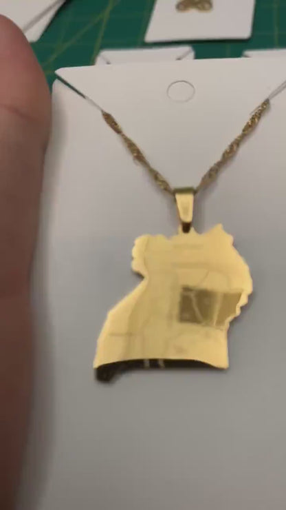 Uganda Map Necklace