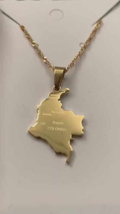 Colombia Map Necklace